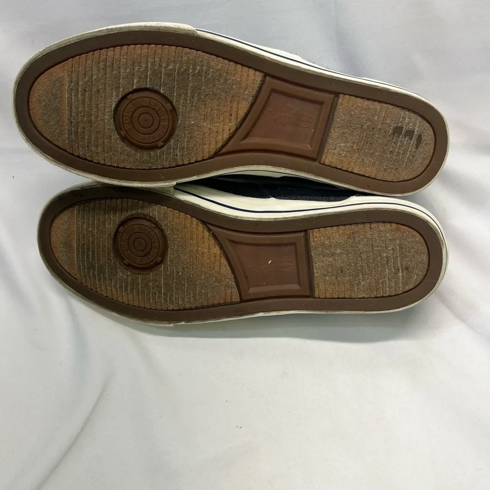 Polo Ralph Lauren Sneakers‎ Men 10.5 Denim Blue W/Brown Suede Accents  Preppy